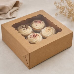 kraft bakery box with window